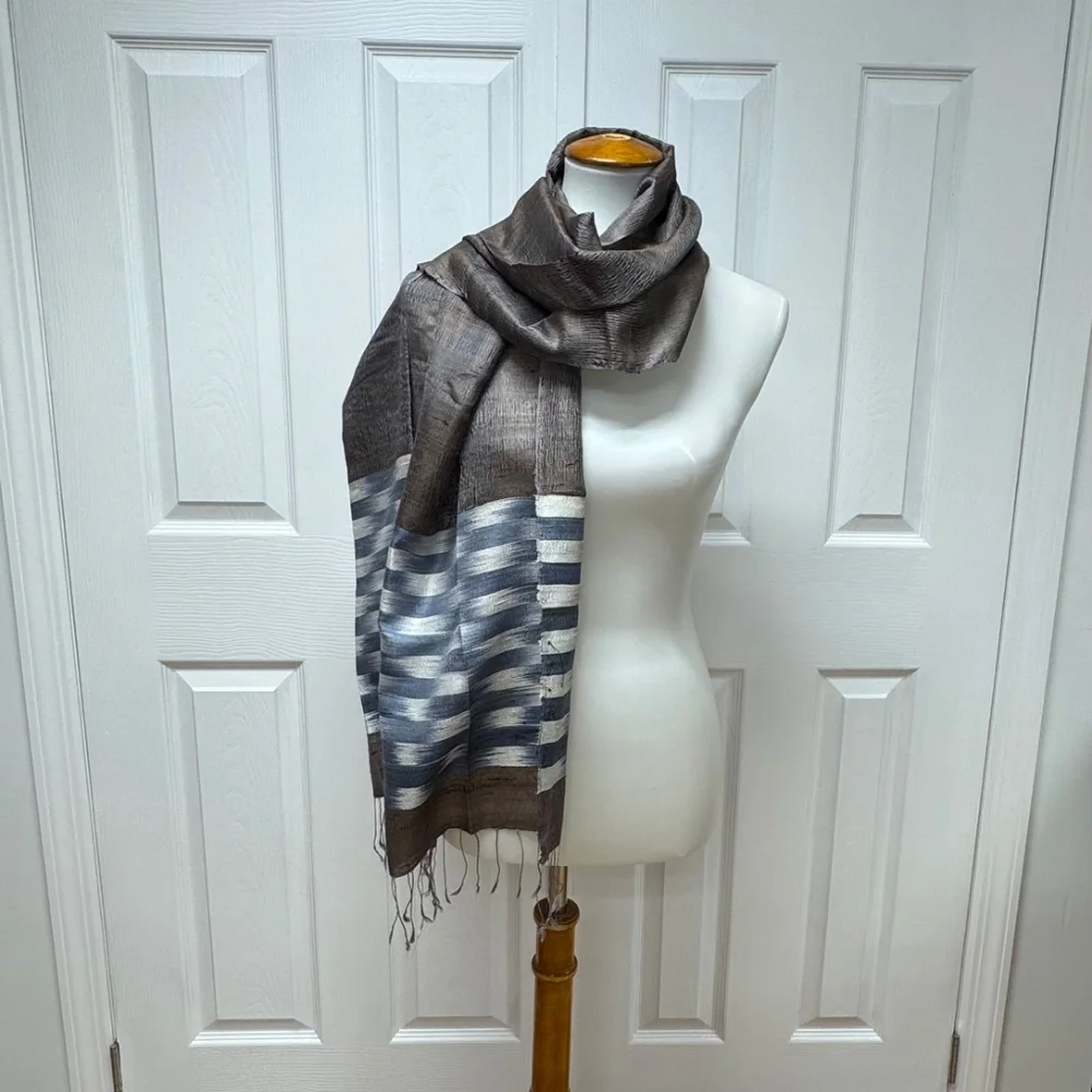 Unisex‎ Silk Scarf With Thin Fringes 68